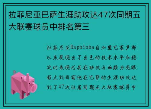 拉菲尼亚巴萨生涯助攻达47次同期五大联赛球员中排名第三